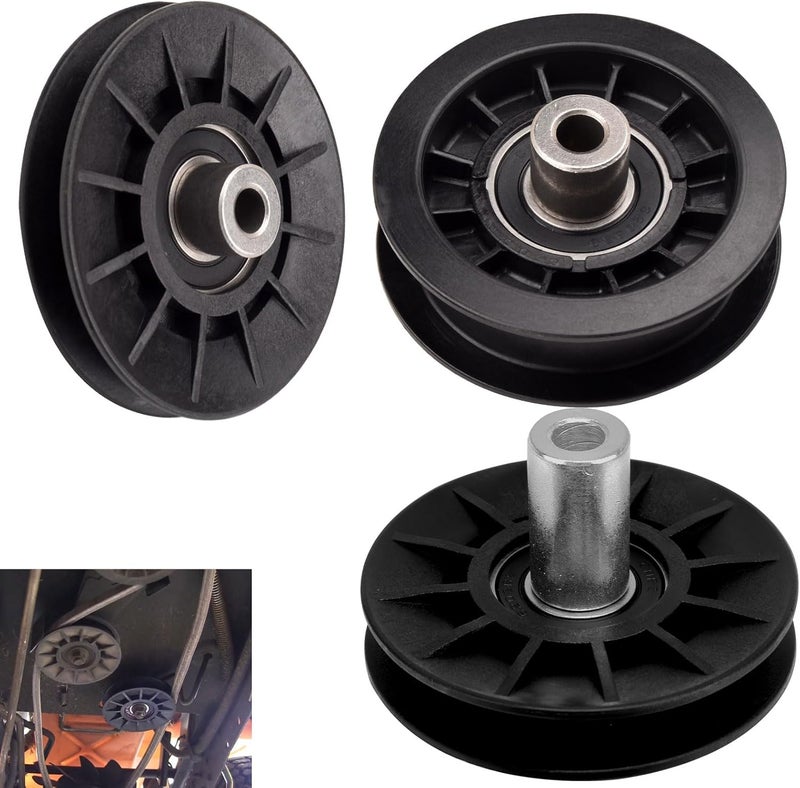 ZHIXING 532407287 532194326 V-Groove Idler Pulley and 532194327 Flat Idler Pulley Set Compatible with Husqvarna Craftsman Sna-pper Poulan Jonsered Mower LTH1538 LGT2554 917287220 194326 194327 407287 - Image 1